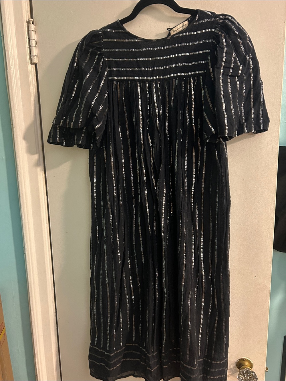ISABEL MARANT METALLIC STRIPED COTTON DRESS